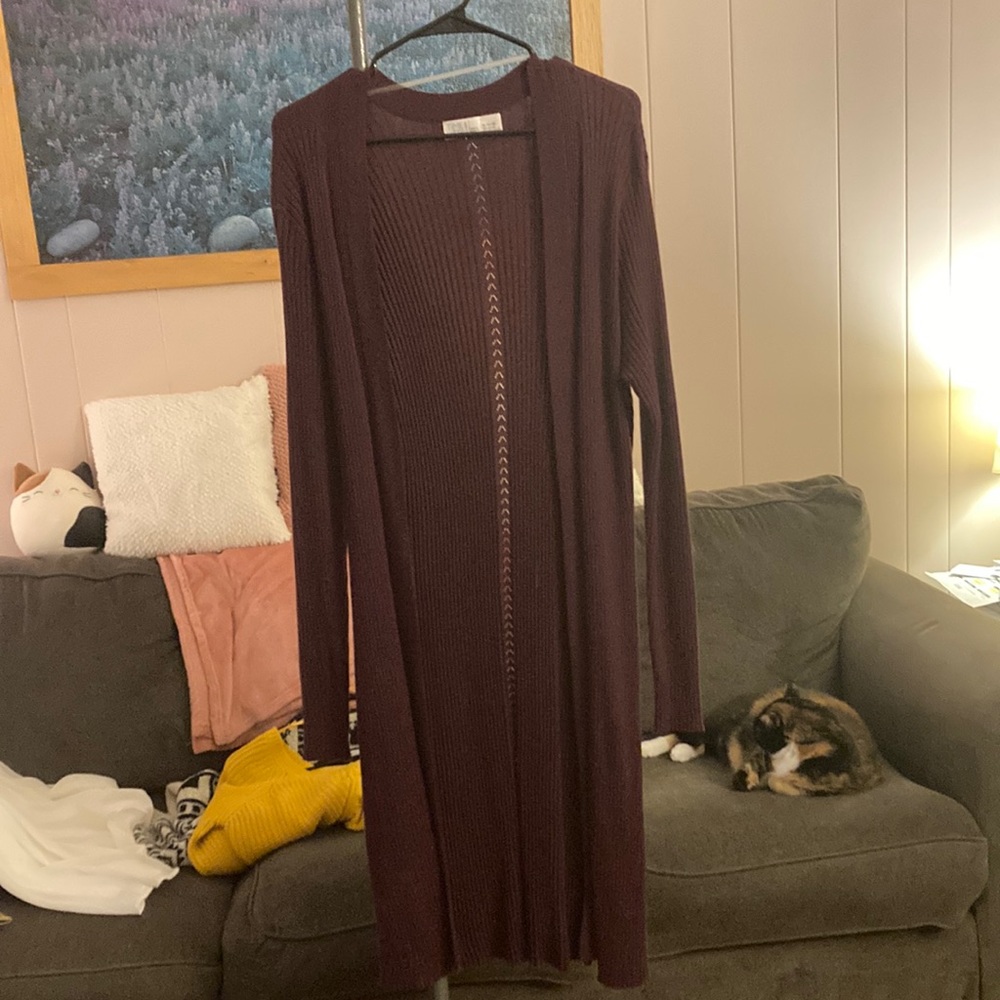 Extra long purple sweater